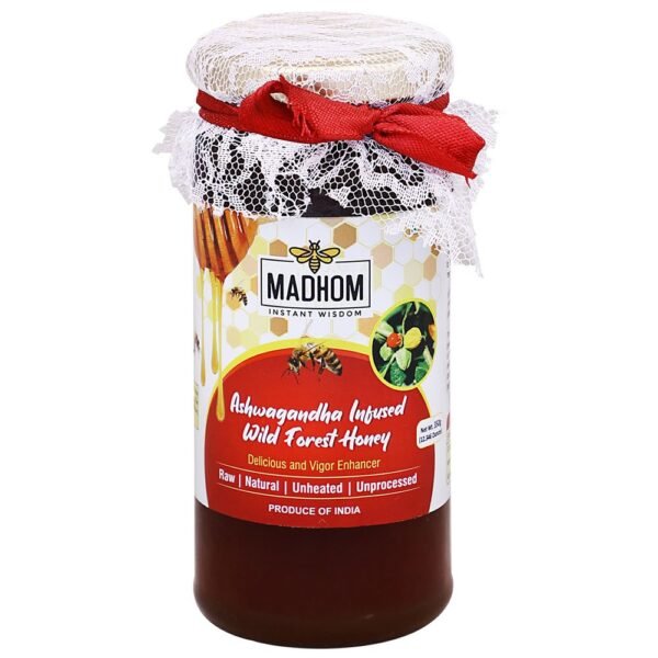 Ashwagandha Infused Wild Forest Honey 350gm | 100% Natural & Pure | No Sugar Added | Unheated | Unprocessed