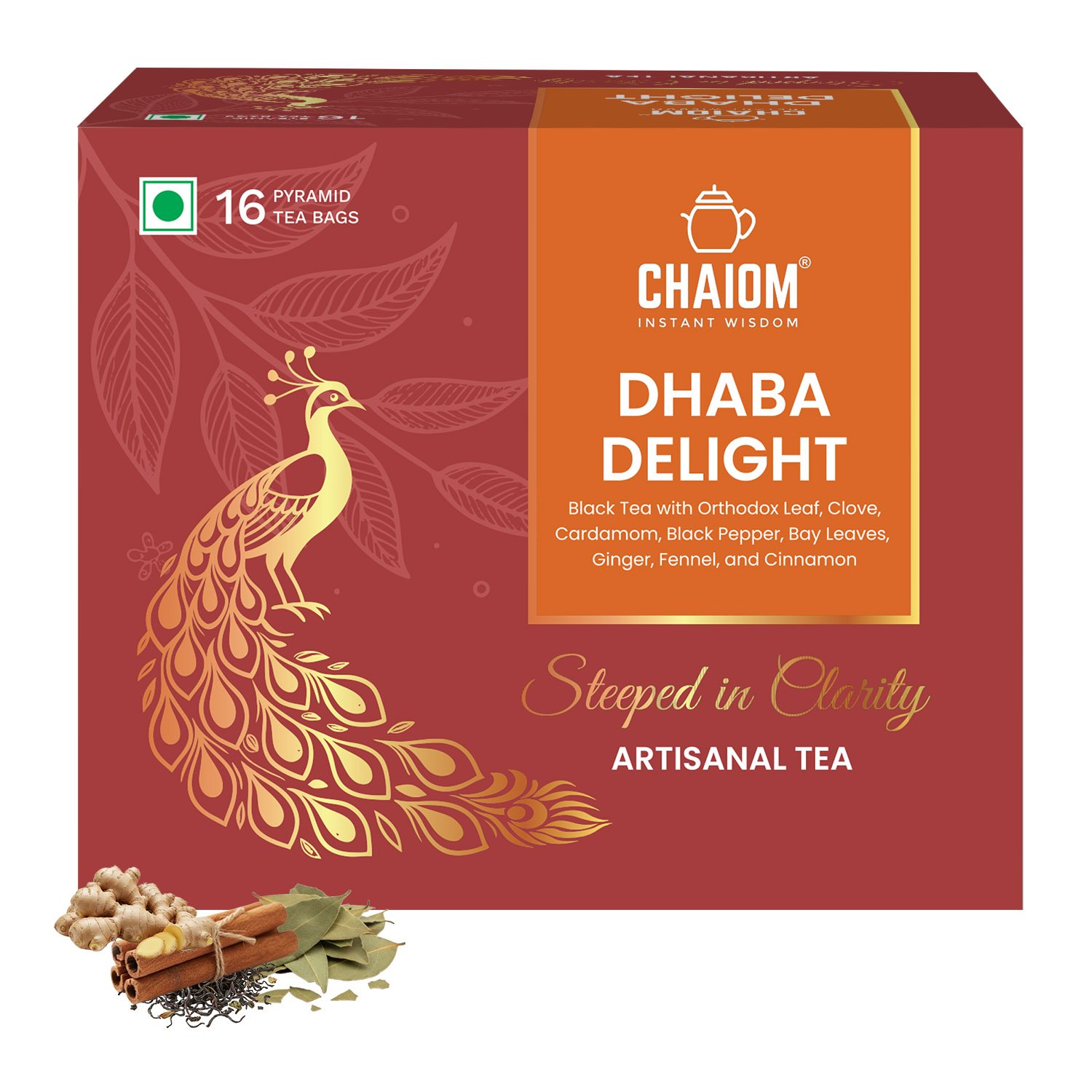 Dhaba Delight Authentic Masala Chai – 16 Pyramid Tea Bag Sachets