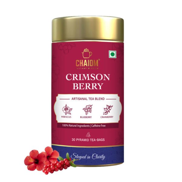 Crimson Berry Herbal Green Tea – 30 Premium Pyramid Tea Bags
